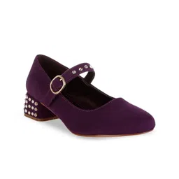 London Rag Embellished Block Pumps with Buckles-16