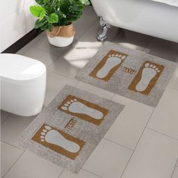 Aura Brown Set Of 2 Cotton Anti Slip Bath Rug-20