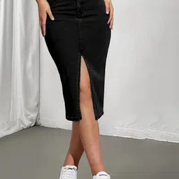 Tripursundari Fashion Denim Straight Midi Skirt-picture-28