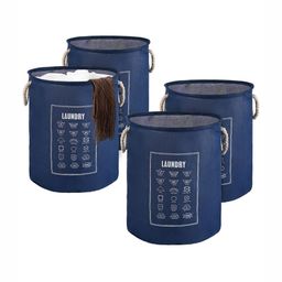 Aura 4-Pcs Blue Printed Foldable Laundry Bags With Handle - 60L-19