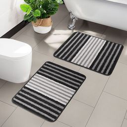 Kuber Industries Grey & Black 4 Pieces Anti Slip Doormats-52