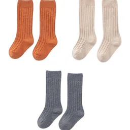 MOMISY Kids Pack Of 3 Pure Combed Cotton Knee-Length Socks-43