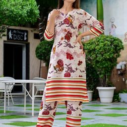 Dhibha Women Printed Viscose Rayon Kurta Sets-picture-5