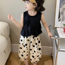 LULU & SKY Girls Pure Cotton Top With Apricot Polka Pant-image-11