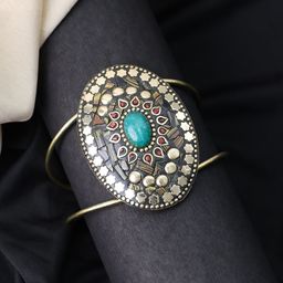 PANASH Women Brass Gold-Plated Cuff Bracelet-51