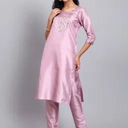 BANJANAN Women Ethnic Motifs Embroidered Regular Sequinned Kurta with Trousers-picture-6