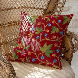 CASABLEU Red & Green 2 Pieces Ethnic Motifs Square Cushion Covers-6