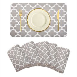 Aura Grey & White 6 Pieces Hexagon-Design Rectangle Table Placemats-picture-11