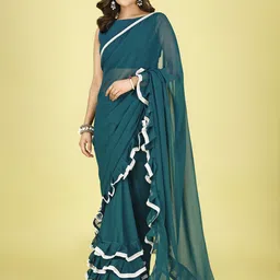 F FASHION Gotta Patti Poly Georgette Saree-picture-57