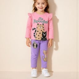YK Girls Printed Cotton Top with Trousers-picture-47