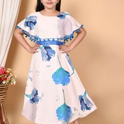 KAARIGARI Floral Print Cape Sleeve Maxi Dress-image-75