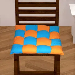 Lushomes Orange Colored & Blue Cotton Square Chair Pads-image-20