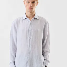 Snitch Men Solid Spread Collar Linen Formal Shirt-image-56