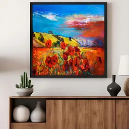 999Store Blue & Red Floral Printed Canvas Wall Art-picture-40