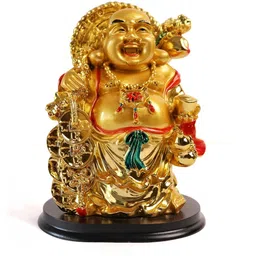 The Spiritual Living Gold-Toned Laughing Buddha Money & Good Luck Idol Showpiece-image-54