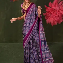 Mitera Women Ethnic Motifs Block Print Solid Border Saree-image-55