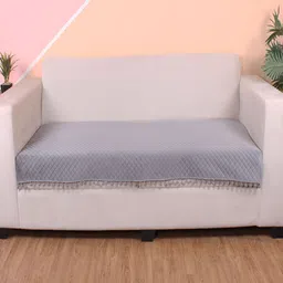 STITCHNEST Grey Self Design 3 Seater Sofa Cover-image-30