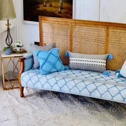 THROWPILLOW Blue & Grey Printed Polyester 1 Piece Sofa Cover-35