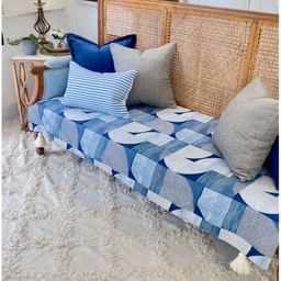 THROWPILLOW Blue & Grey Printed Polyester 1 Piece Sofa Cover-18