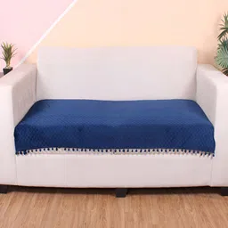 STITCHNEST Blue & Beige Self Design 3 Seater Sofa Cover-picture-22