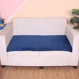 STITCHNEST Blue Self Design 3 Seater Sofa Cover-image-96