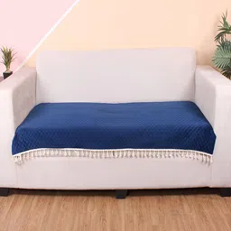 STITCHNEST Blue & Beige Self Design 3 Seater Sofa Cover-picture-24
