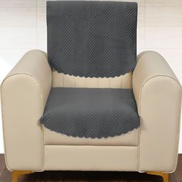 Sparrow world Grey 2 Pieces Solid Velvet  Sofa Cover-59