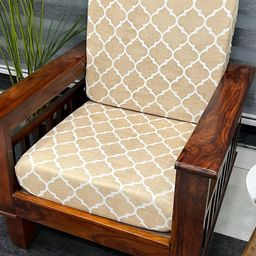 ohello Beige 4 Pieces Self Design Sofa Cover-13