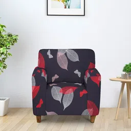 Cortina Black Printed 1 Seater Sofa Cover-image-21