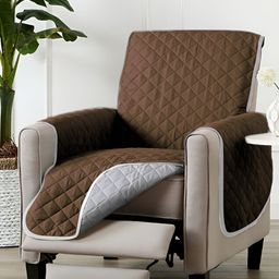 Aura Brown & Grey Reversible Quilted One Seater Sofa Cover-image-14