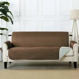 Aura Brown & Grey Reversible Quilted Two Seater Sofa Cover-27