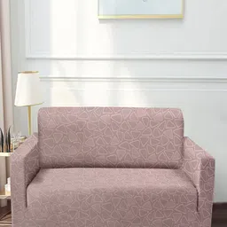 Cortina Adults Pink Printed Stretchable Non-Slip 3-Seater Sofa Cover-image-95