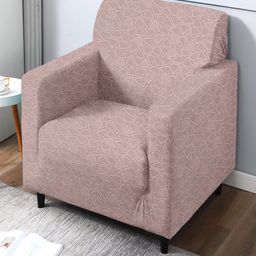 Cortina Pink Geometric Printed 1-Seater Sofa Cover-11