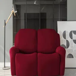 HOKIPO Burgundy 140 GSM Stretchable 2 Seater Recliner Sofa Cover-image-72