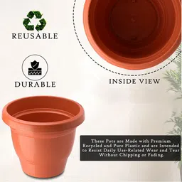 Kuber Industries Set Of 3 Orange-Coloured Planter With Pot image 3