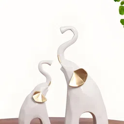 INTERNATIONAL GIFT Set of 2 Animal Showpiece Black Elephant Animals Figurine Showpiece-image-1