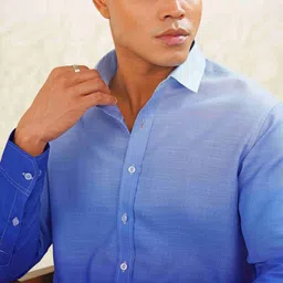Eleven Brothers Colourblocked Spread Collar Linen Shirt-image-19