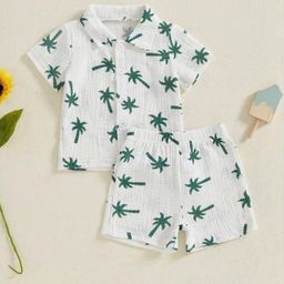 THE FASHION PRIME Boys Printed Shirt Collar Short Sleeves Shirt With Short-image-54