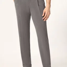 Blackberrys Men Striped Relaxed Straight Leg Pleated Trousers-picture-45