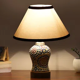 Devansh White Wood Frusturical Shaped Table Lamp image 5