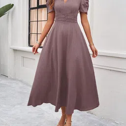 StyleCast x Revolte Women V-Neck Fit and Flare Dress-image-71
