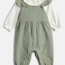 Chicco Infant Girls Textured Cotton Rompers With Bodysuit-image-80