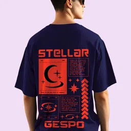 AUSK Typography Printed Round Neck Drop Shoulder Sleeves Oversized Pure Cotton T-shirt-image-86