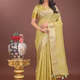 KALINI Women Woven Design Zari Organza Saree-image-32