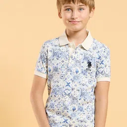 U.S. Polo Assn. Kids Boys Geometric Printed Polo Collar Cotton T-shirt-41