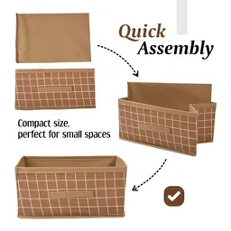 Aura Beige 4 Pieces Checked Drawer Organisers image 5