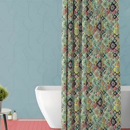 ArtzFolio Green & Yellow Floral Printed Waterproof Shower Curtain-image-83