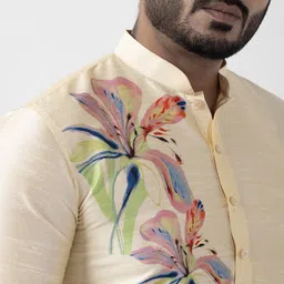 DEVOILER Men Ethnic Motifs Printed Regular Dupion Silk Kurta with Pyjamas image 2