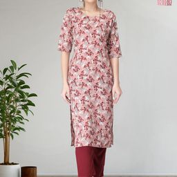 HERE&NOW Women Pack Of 2 Floral Printed Regular Kurta with Trousers-image-62