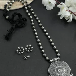 NAMAN ARTS Silver Plated Oxidised Jewellery Set-image-4